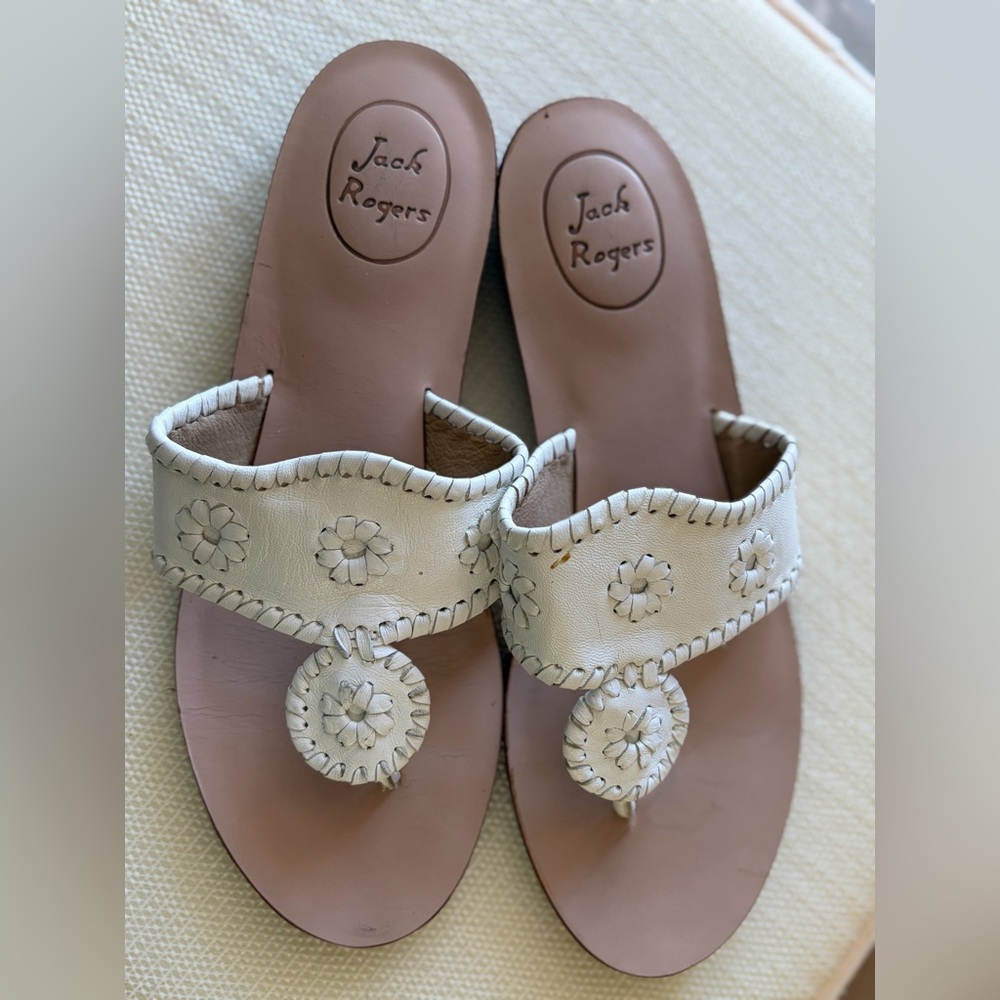 Jack Rogers Cream Floral Sandals